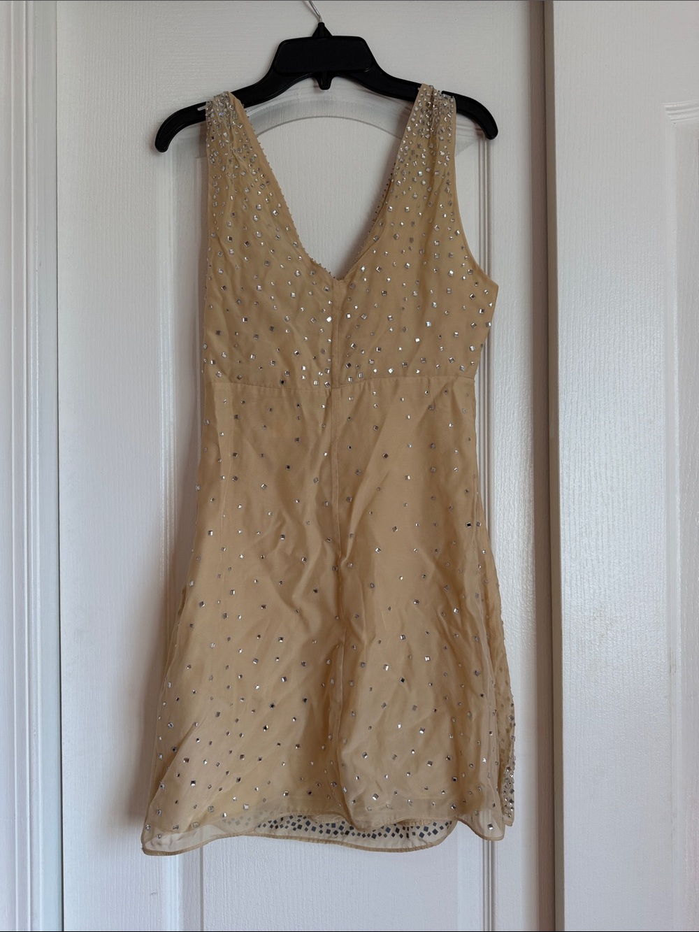Zara Champagne Beaded Sleeveless Mini Dress - Picture 2 of 3